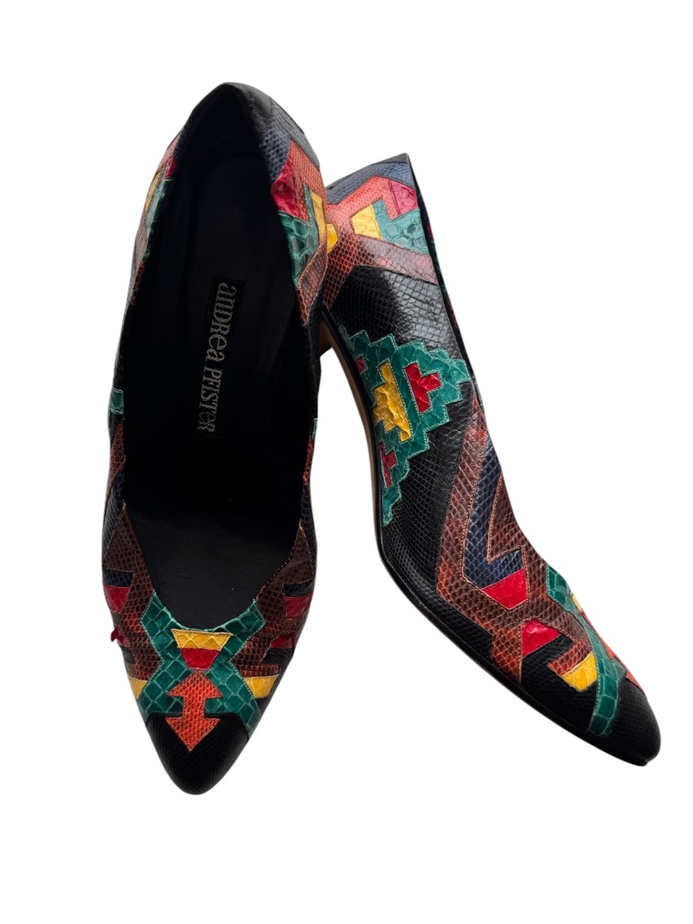 Vintage Andrea Pfister Multicolor Patchwork leather Women's Pumps